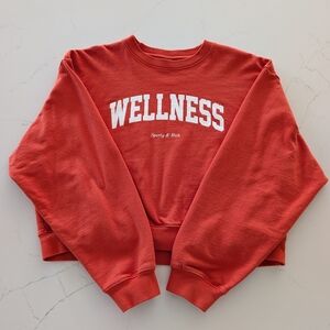 SPORTY & RICH Ivy League Wellness Cropped Sweatshirt - Red/Orange